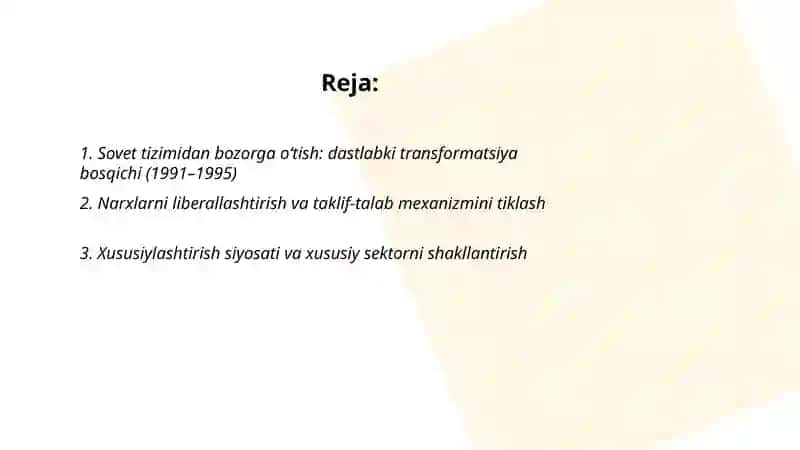 O'zbekistonda bozor iqtisodiyotining rivojlanish bosqichlari 2