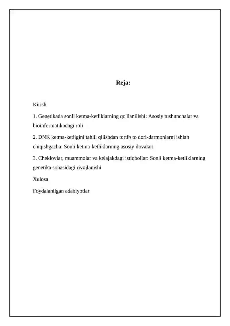 Genetikada sonli ketma-ketliklarning tatbiqlari 2