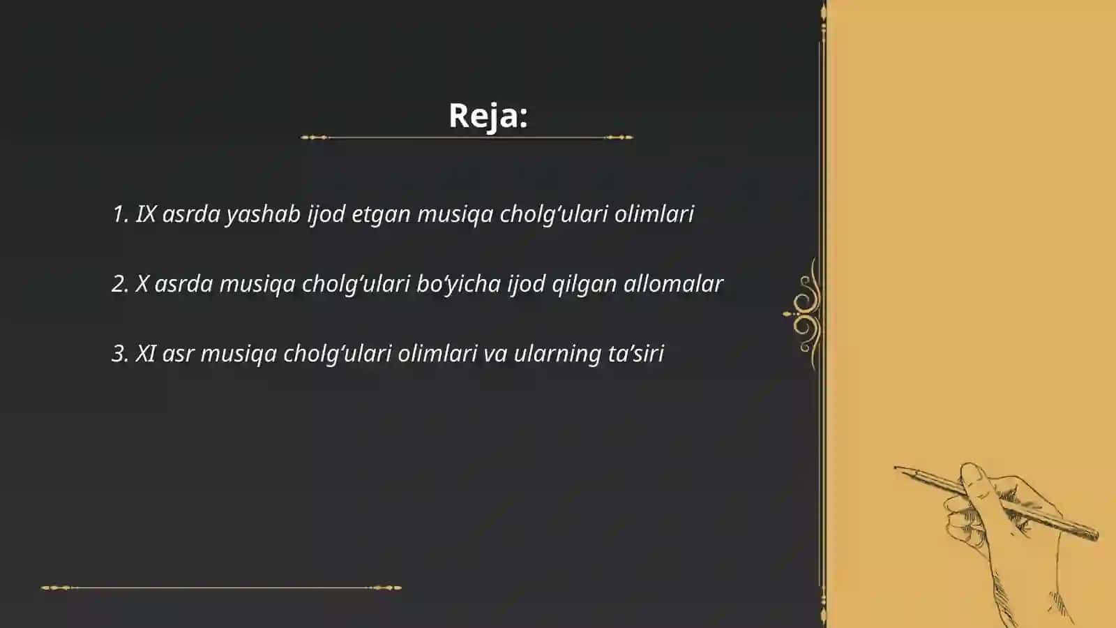 Musiqa cholğugʻari IX -XI asrglarda yashab ijod etgan olimlar 2