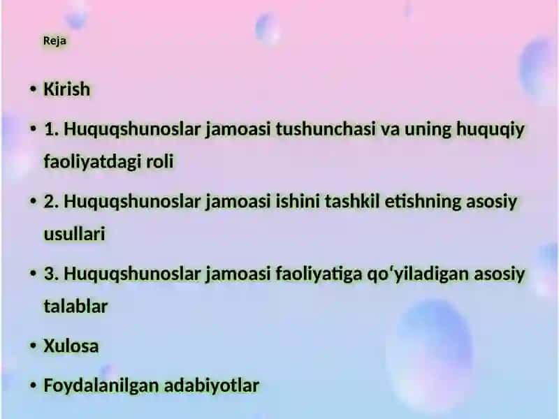 Huquqshunoslarjamoasi ishini tushuntirish va talablar 2