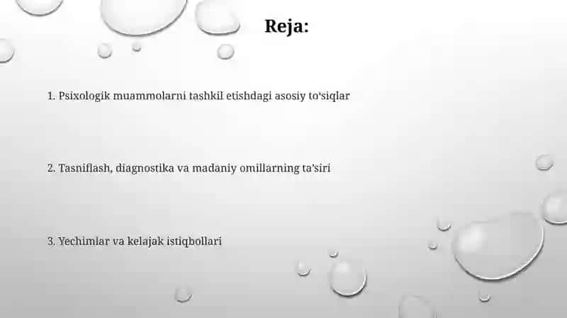 Psixologik muammolarni tashkil etish 2