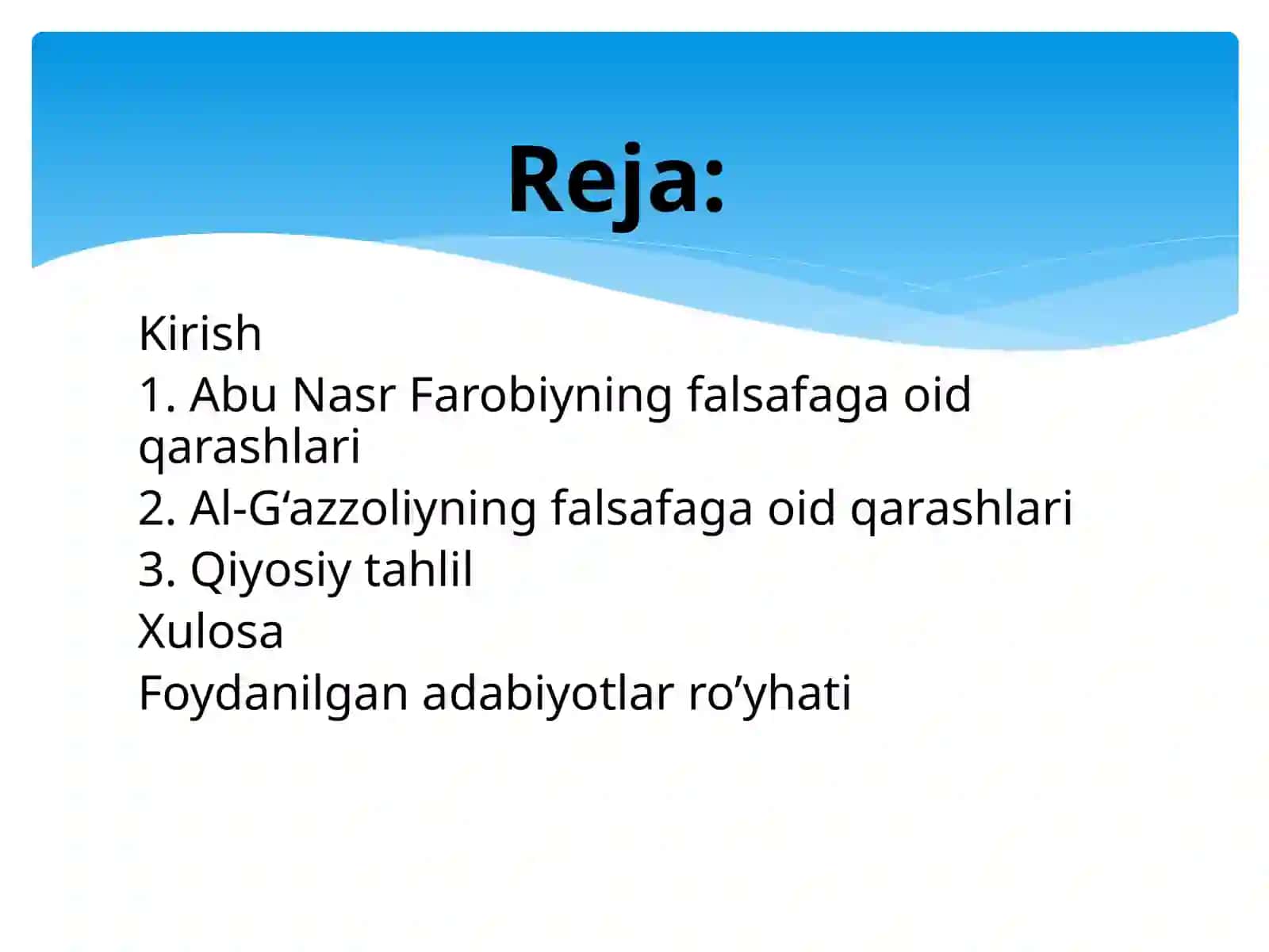 Abu Nasr Farobi va G’azzoliyning falsafa ilmiga oid qarashlari 2
