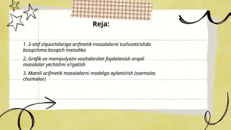 2 -sinf o‘quvchilariga arifmetik masalalar yechishni o‘rgatish metodikasi 2