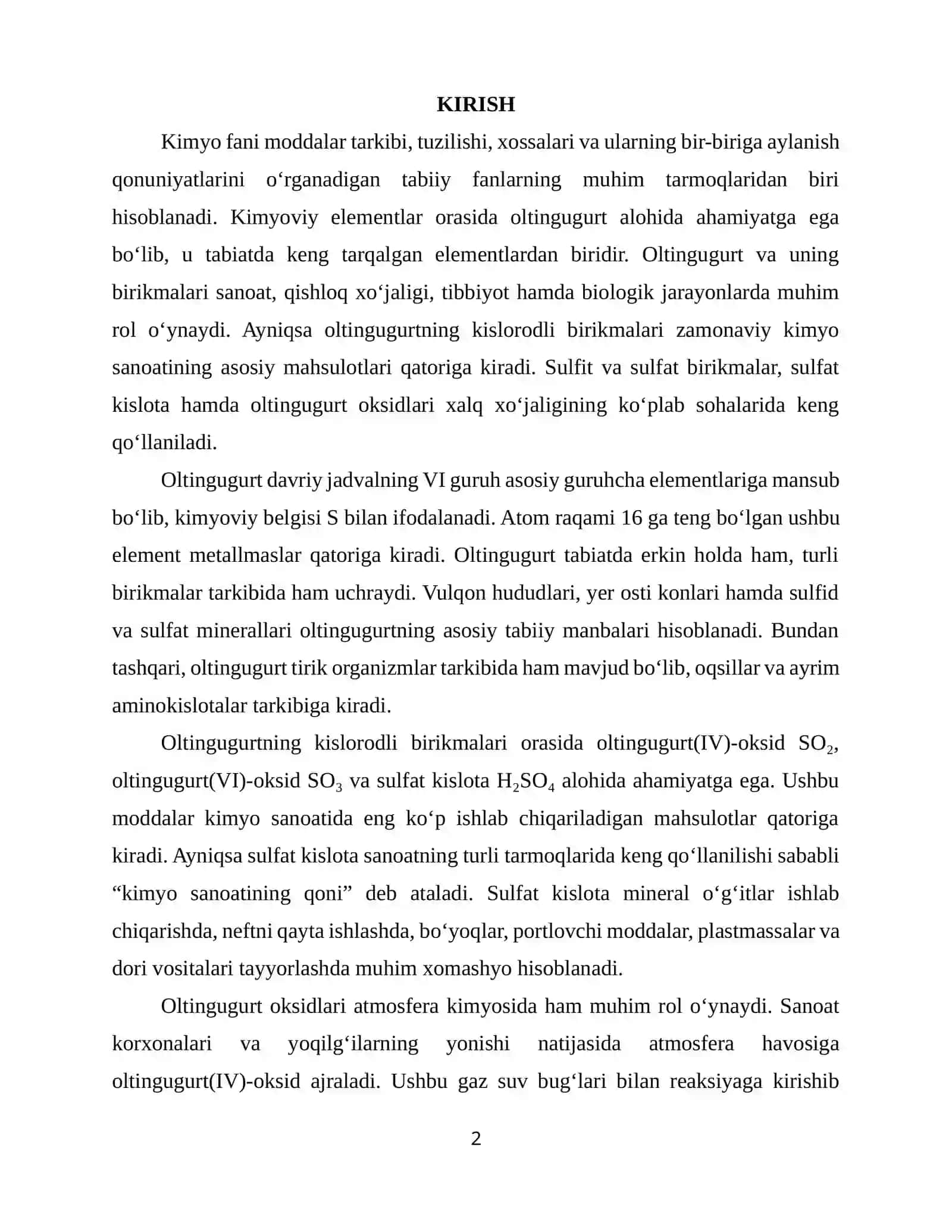 OLTINGURGURTNING KISLORODLI BIRIKMALARI VA UNING XOSSALARI 2