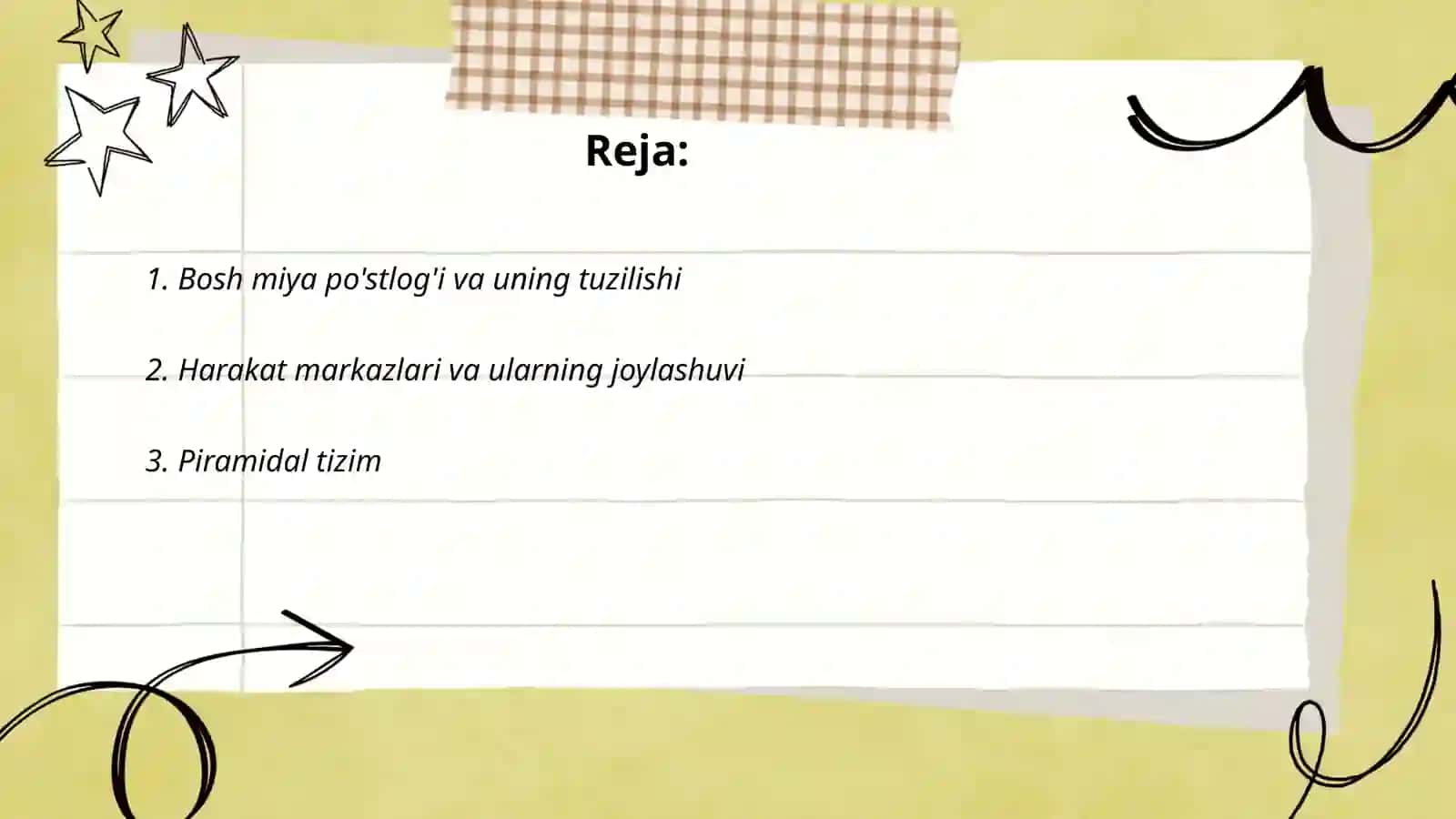Bosh miya po'stlog'ida harakat marazlarining rivojlanishi 2