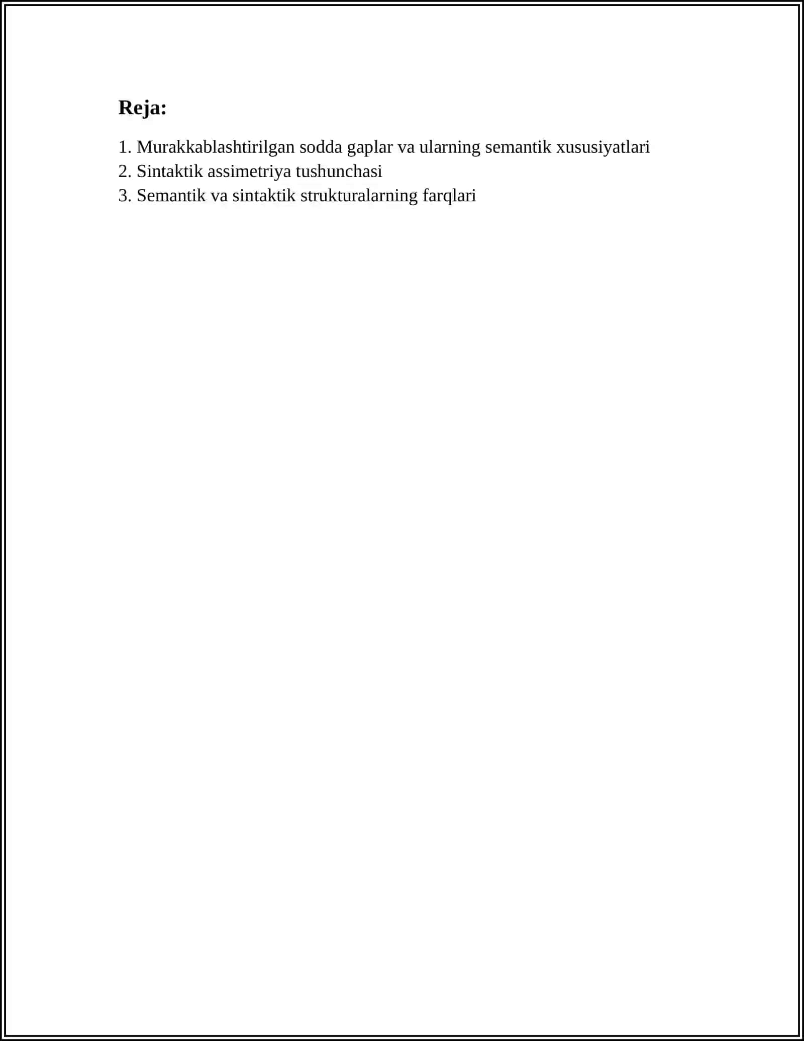 O'zbek tilidagi murakkablashingan sodda gaplarda semantik-sintaktik assimetriya 2