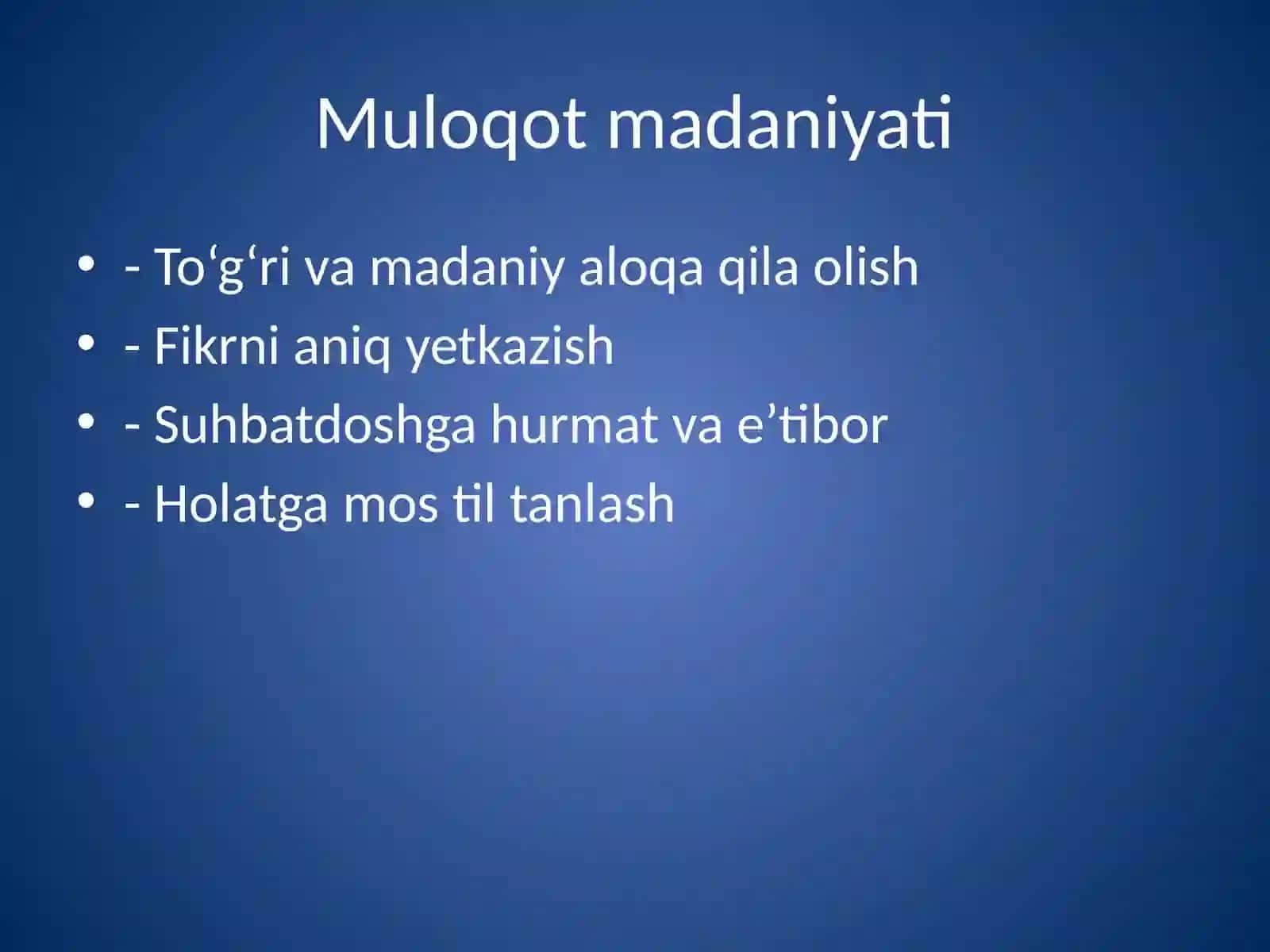 Muloqot madaniyat va nutq etiketi 2