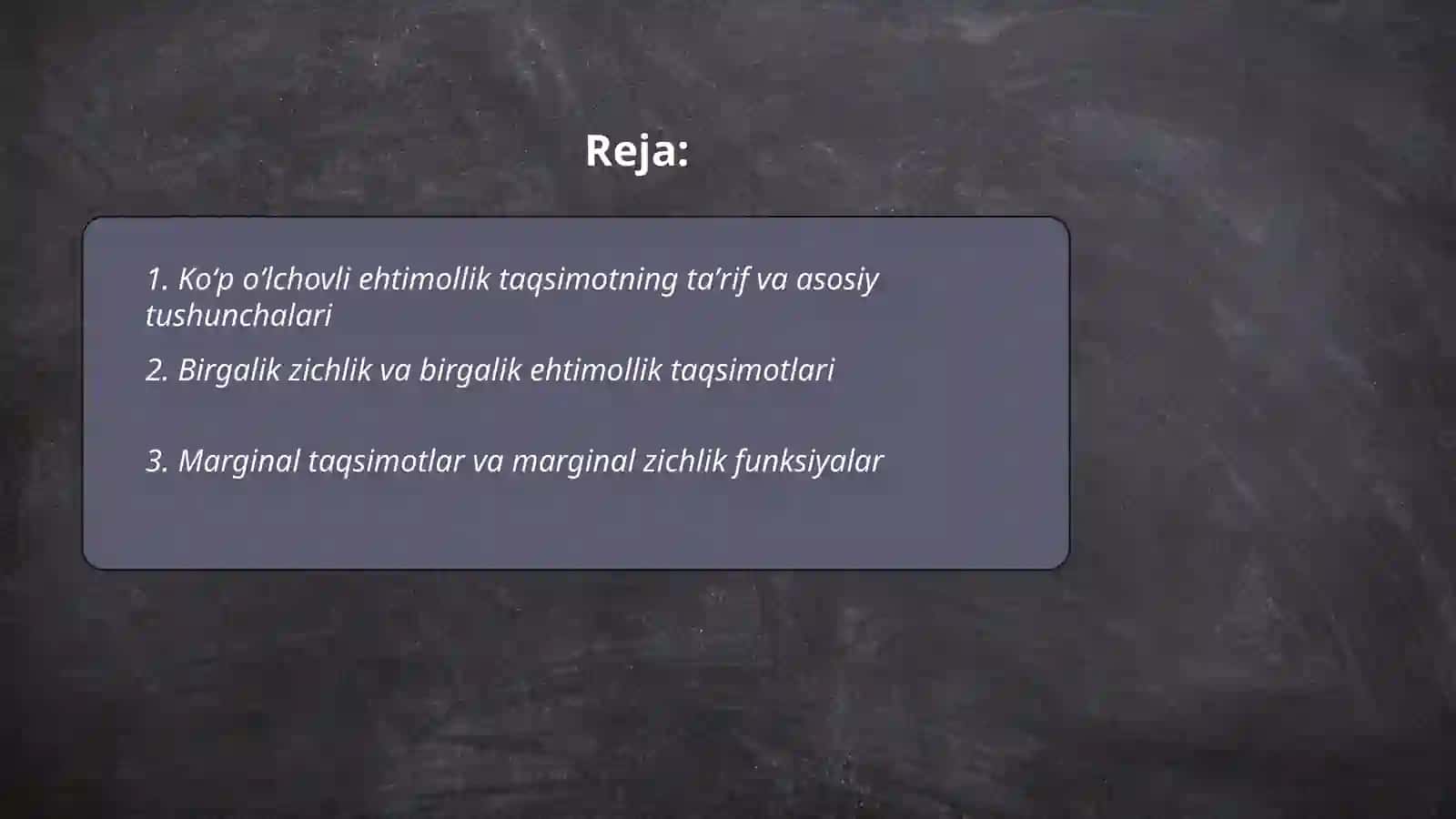 Koʻp oʻlchovli taqsimot. Shartli taqsimotlar 2