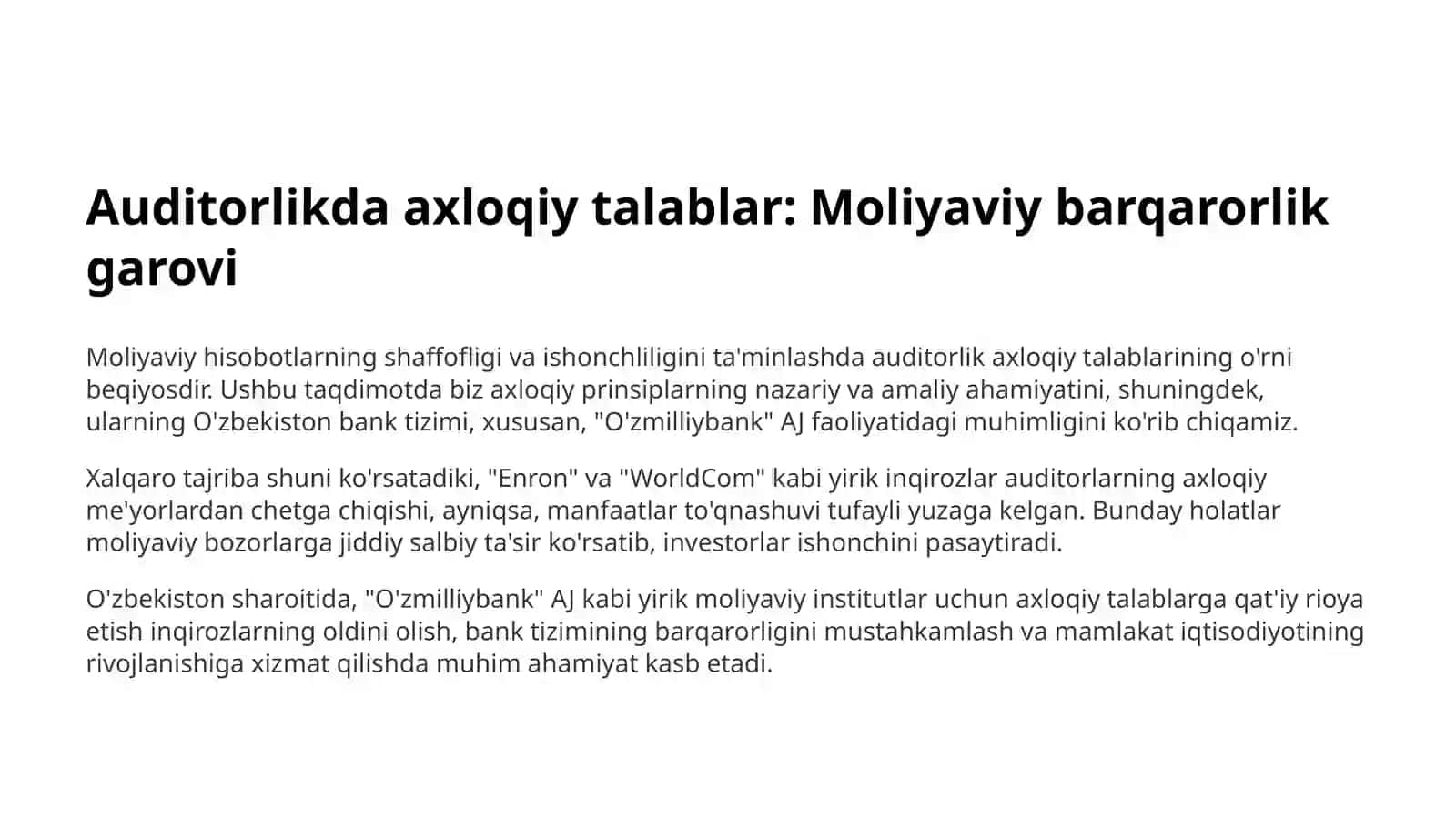 Auditorning axloq kodeksi va uning maqsadi 2