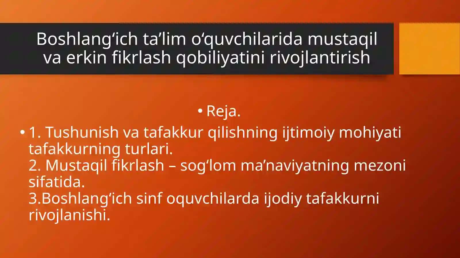 Boshlang‘ich ta’limda tarbiya fanidan tayyorlagan TAQDIMOTI 2