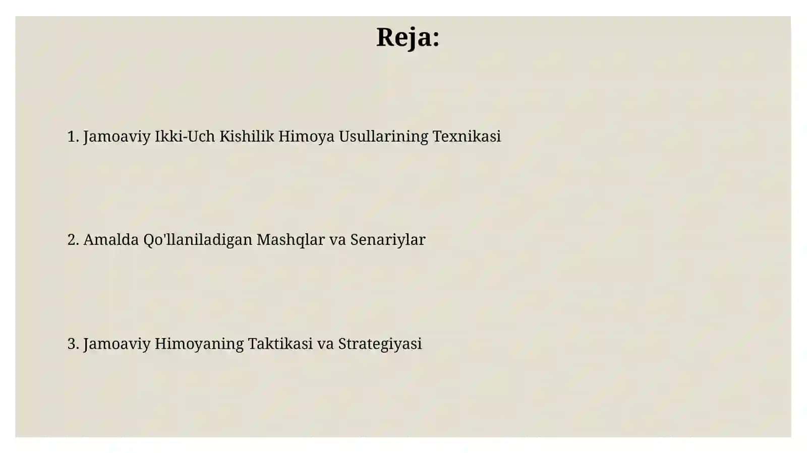 Jamoaviy ikki-uch himoya usuli texnika va taktikasini o'rgatish 2