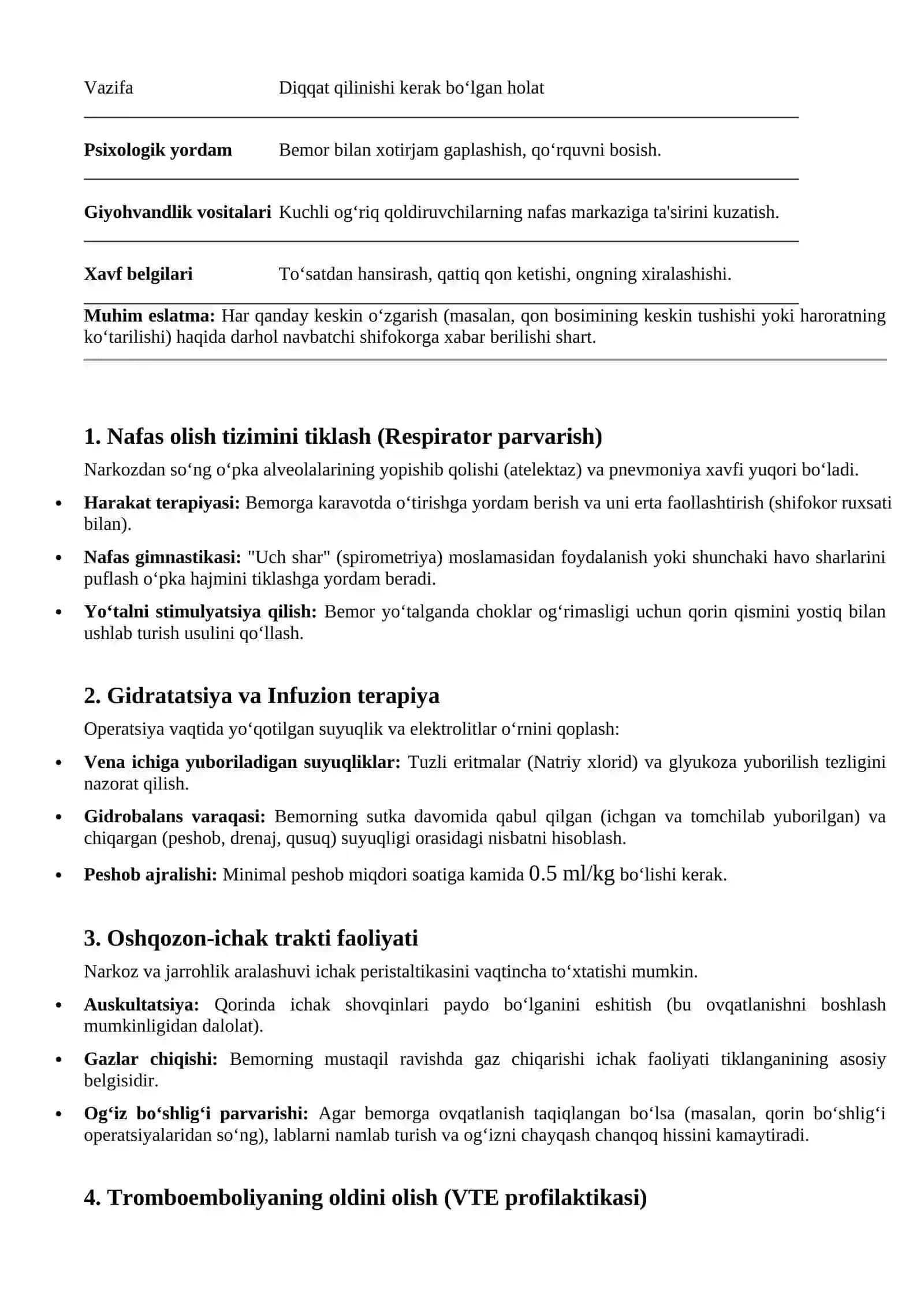 Operatsiyadan keyingi hamshiralik parvarishi 2