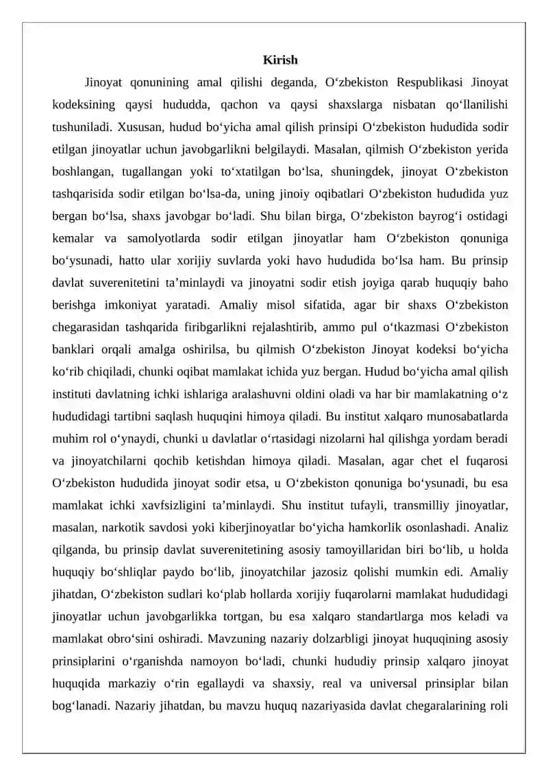 Jinoyat qonunining hudud bo‘yicha amal qilishi 2