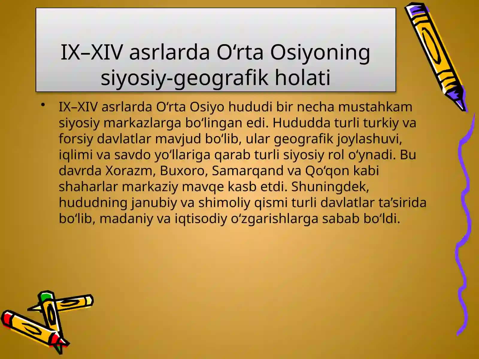 IX–XIVasrlar O‘rta Osiyo tarixiy geografiyasi 2