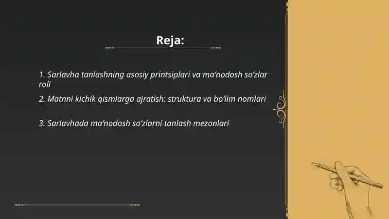 Sarlavha tanlash va uni kichik qismlarga ajratish "maʼnodosh soʻzlar" 2