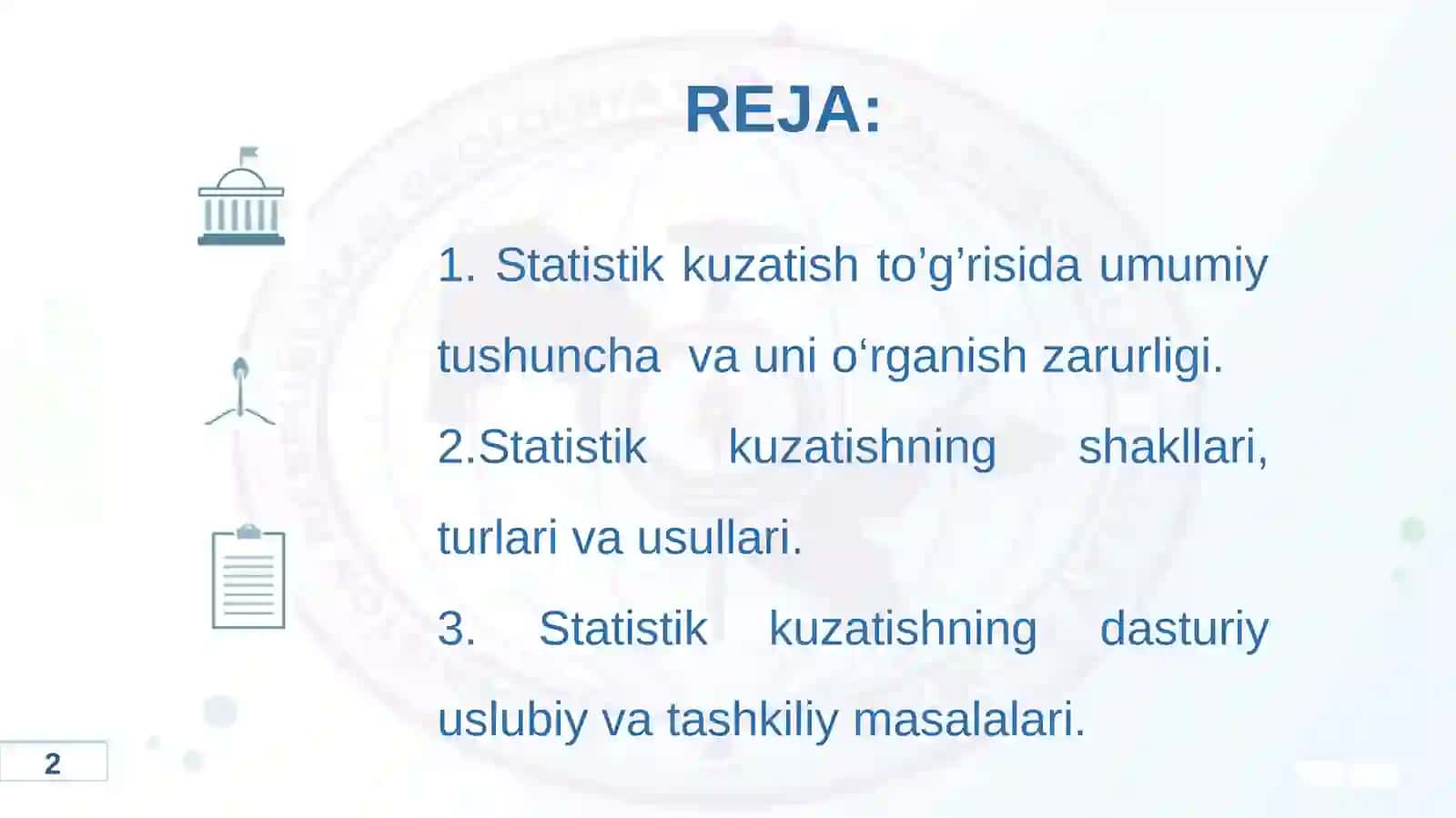 STATISTIK KUZATISH USLUBIYATI 2