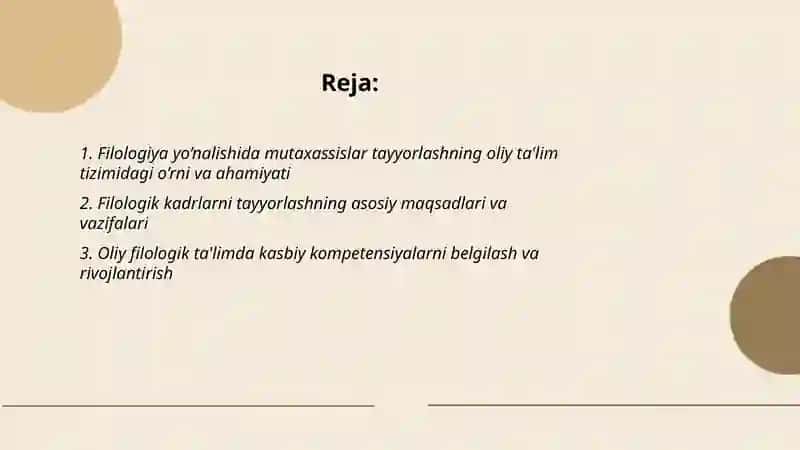 Filologiya yo’nalishida mutaxassislar tayyorlashning oliy ta'lim tizimidagi o’rni va ahamiyati 2