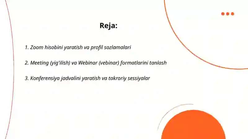 Zoom platformasida konferensiya yaratish va boshqarish 2