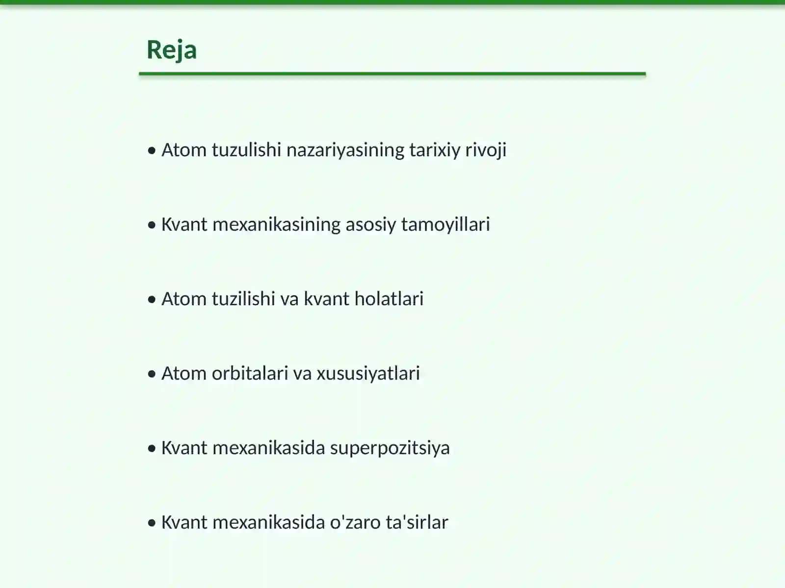 Atom tuzulishi nazariyasi va kvant mexanikasi 2