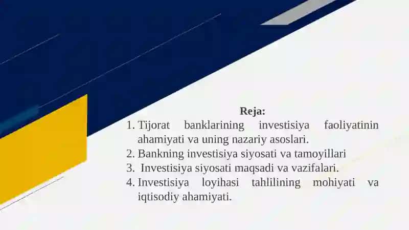 Tijorat banklarining investisiya faoliyatining nazariy jihatlari va iqtisodiy mohiyati 2