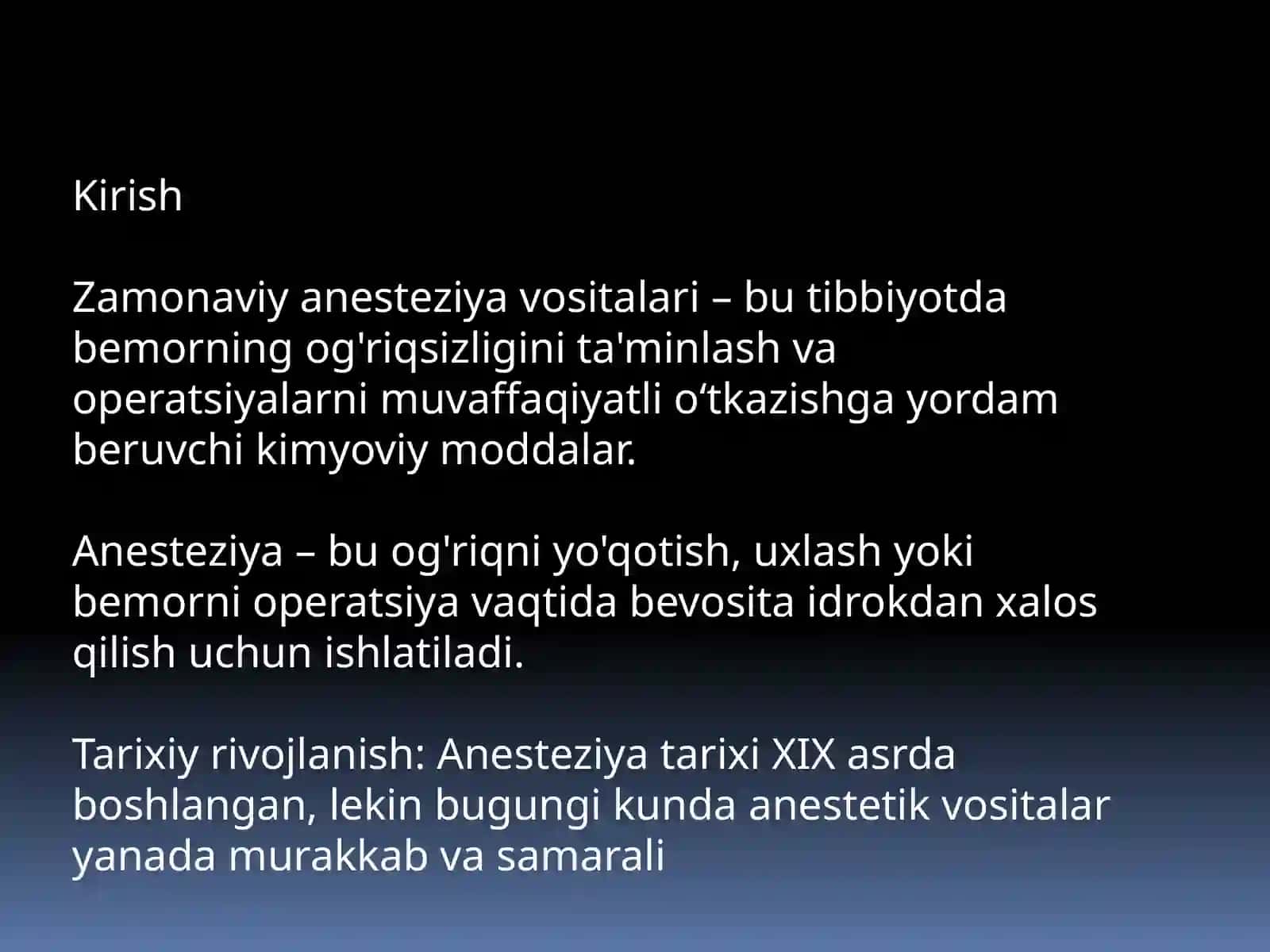 Zamonaviy anestetik vositalar 2