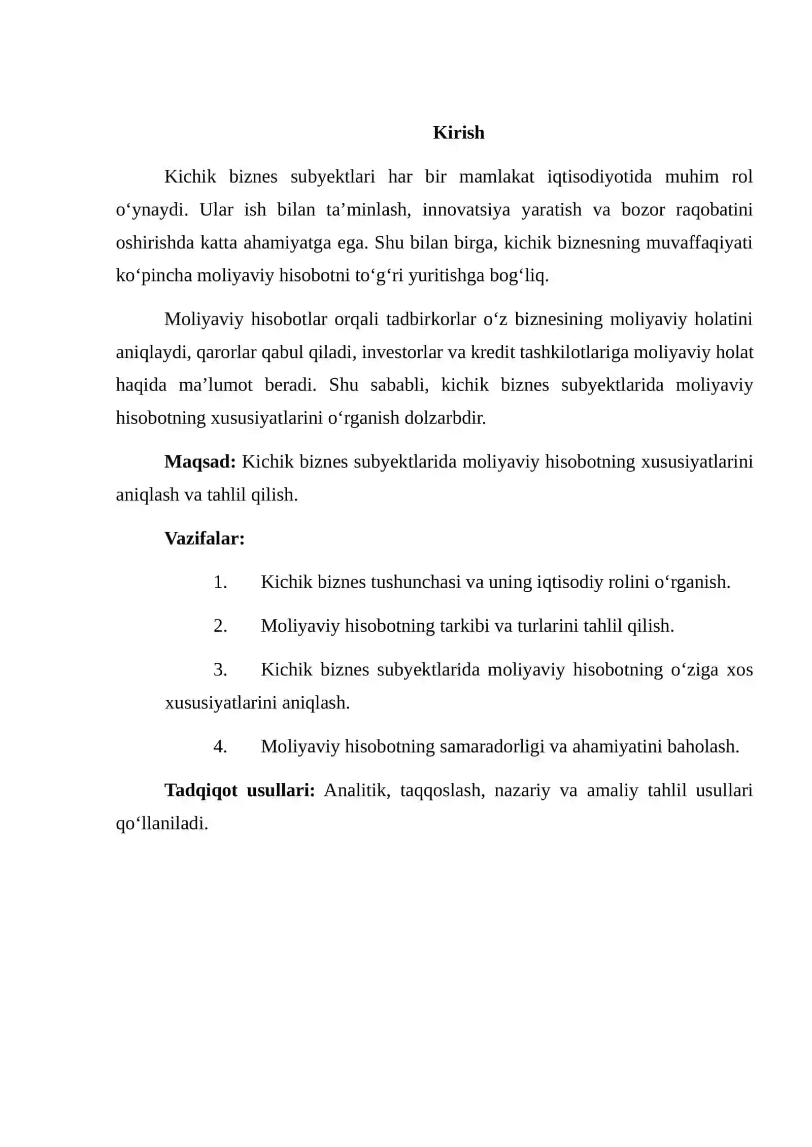 Kichik biznes subyektlarida moliyaviy hisobot xususiyatlari 2