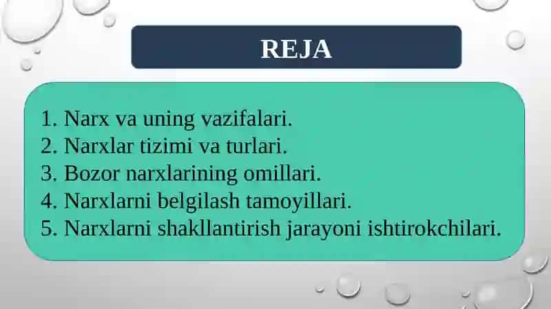 Narxning mohiyati va shakllanish xususiyati 2