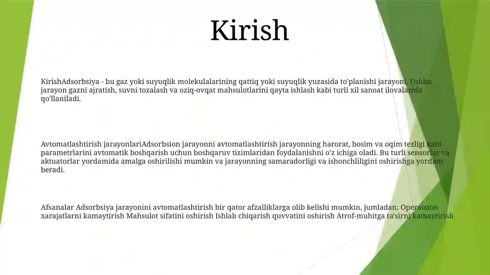 Adsorbsiya JarayoniniAvtomatlashtirish 2