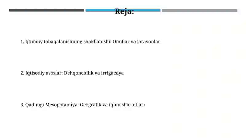Eng qadimgi Mesopotamiya.Ilk tabaqaviy jamiyat shakllanishining shart -sharoitlari 2