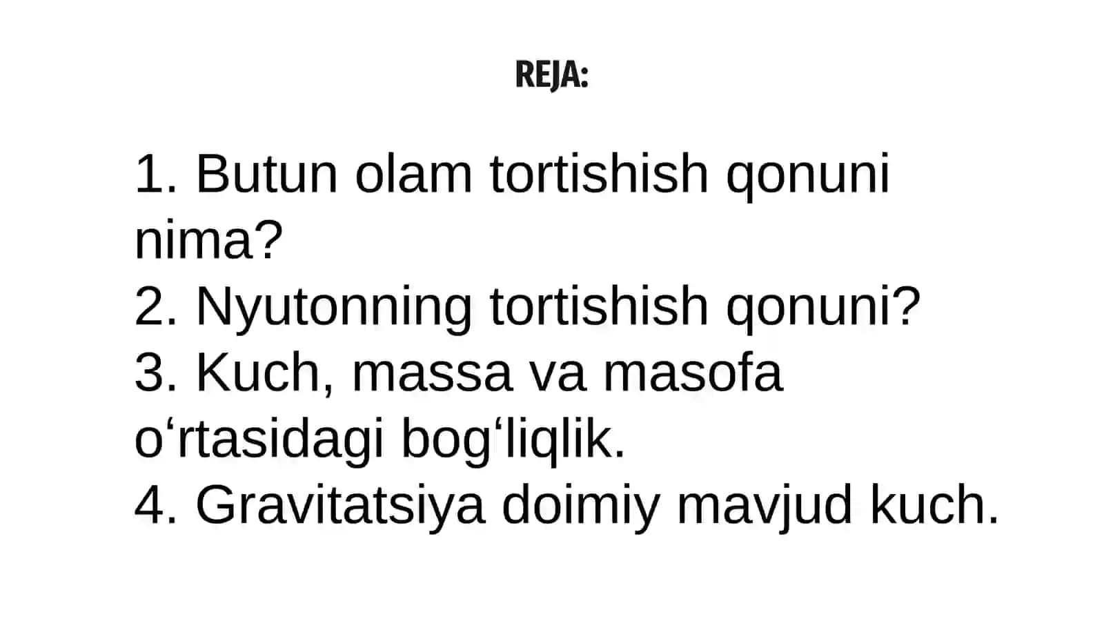 Butun olam tortish qonuni ekan mavzu 2