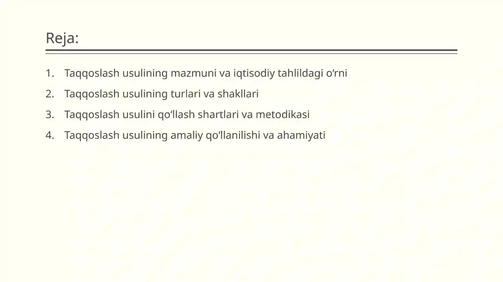 Taqqoslash usuli va uni tahlilda qo‘llanilishi 2