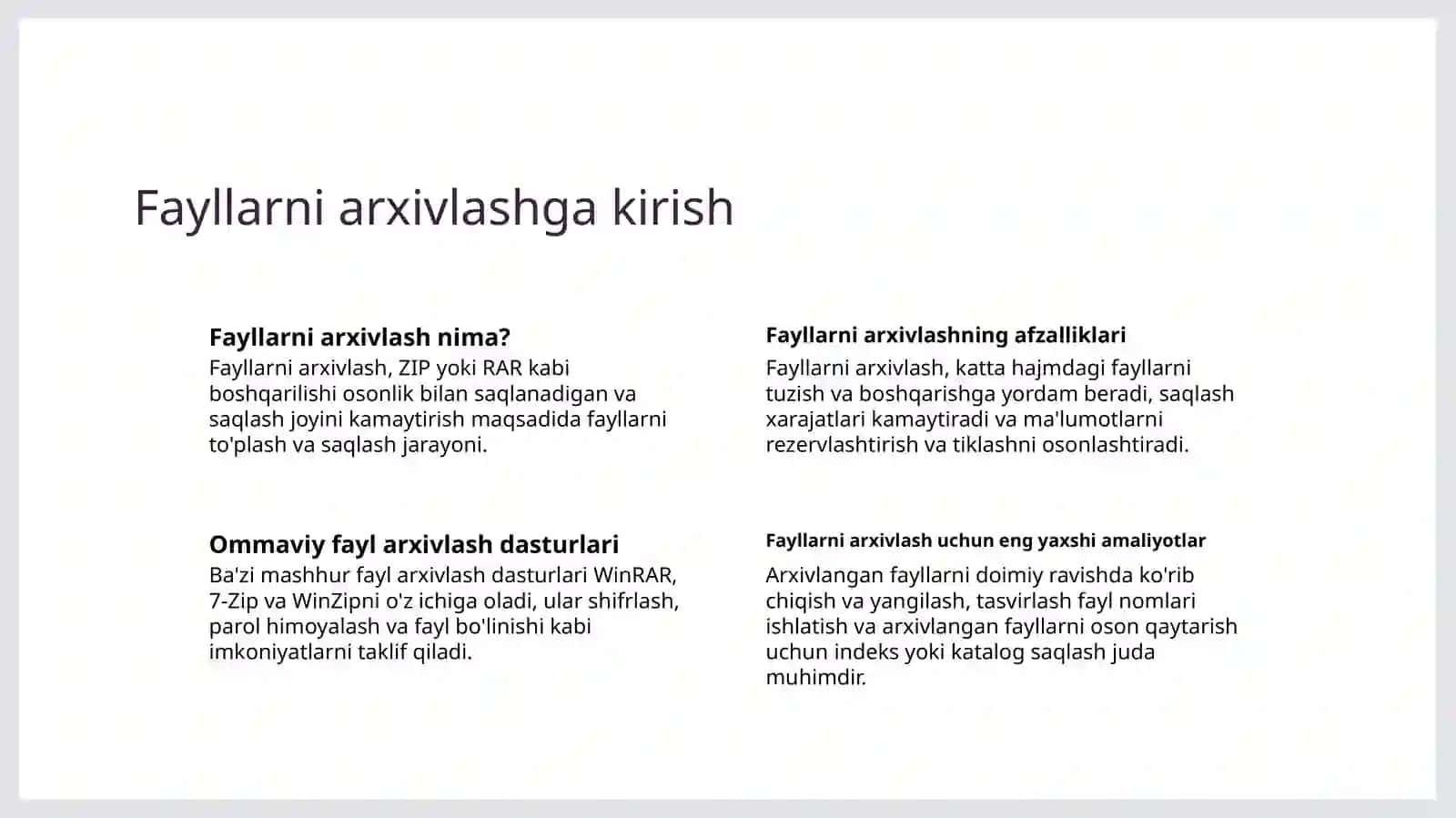 Fayllarni arxivlash va arxivator dasturi 2
