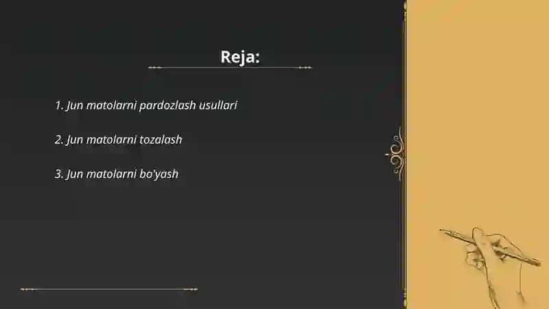 Jun matolarni pardozlashga tayyorlash 2