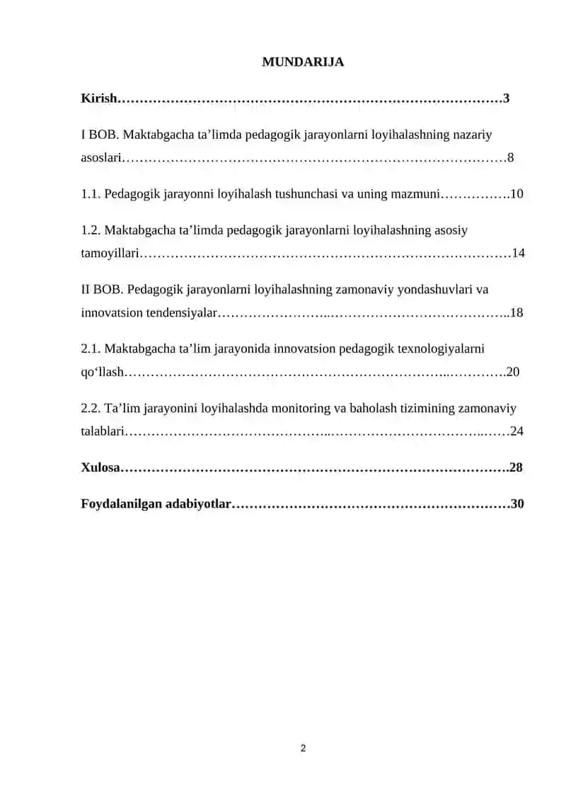 MAKBATGACHA TA'LIMDA PEDAGOGIK JARAYONLARNI LOYIHALASHNING NAZARIY ASOSLARI VA ZAMONAVIY TENDENSIYALARI 2