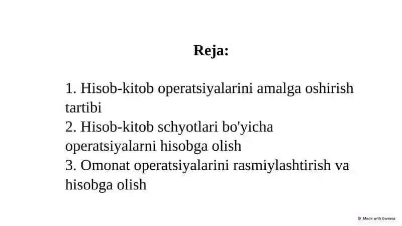 Hisob-kitob operastiyalarini hisobga olish, rasmiylashtirish va nazorat qilish 2