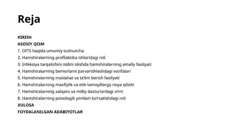 Hamshiralarning OITS ga qarshi  kurashish chora tadbirlaridagi ishtiroki 2