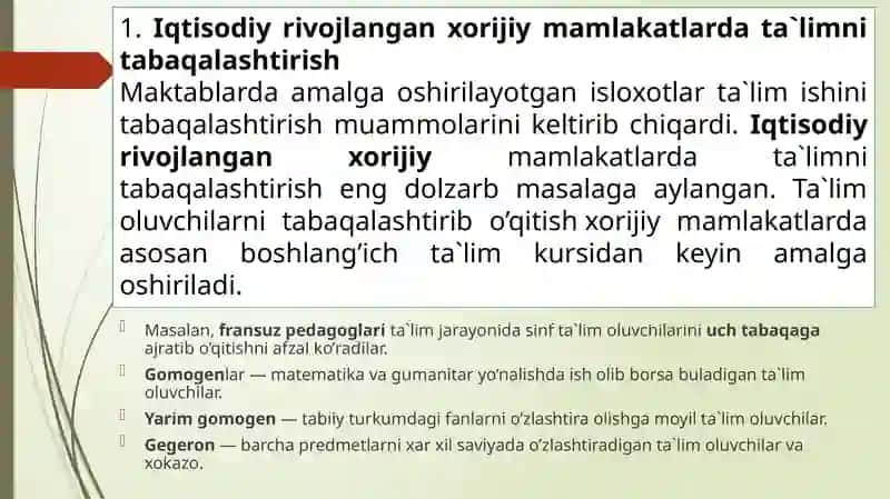 Iqtisodiy rivojlanishda xorijiy mamlakatlarda ta'limni ta'baqalashtirish 2