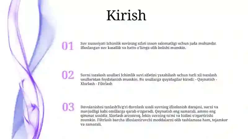 Ichimlik Suvining Sifatini Yaxshilashdagi Asosiy Usullar 2