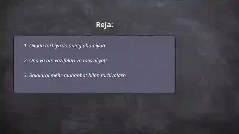 Oilada tarbiya asoslari 2