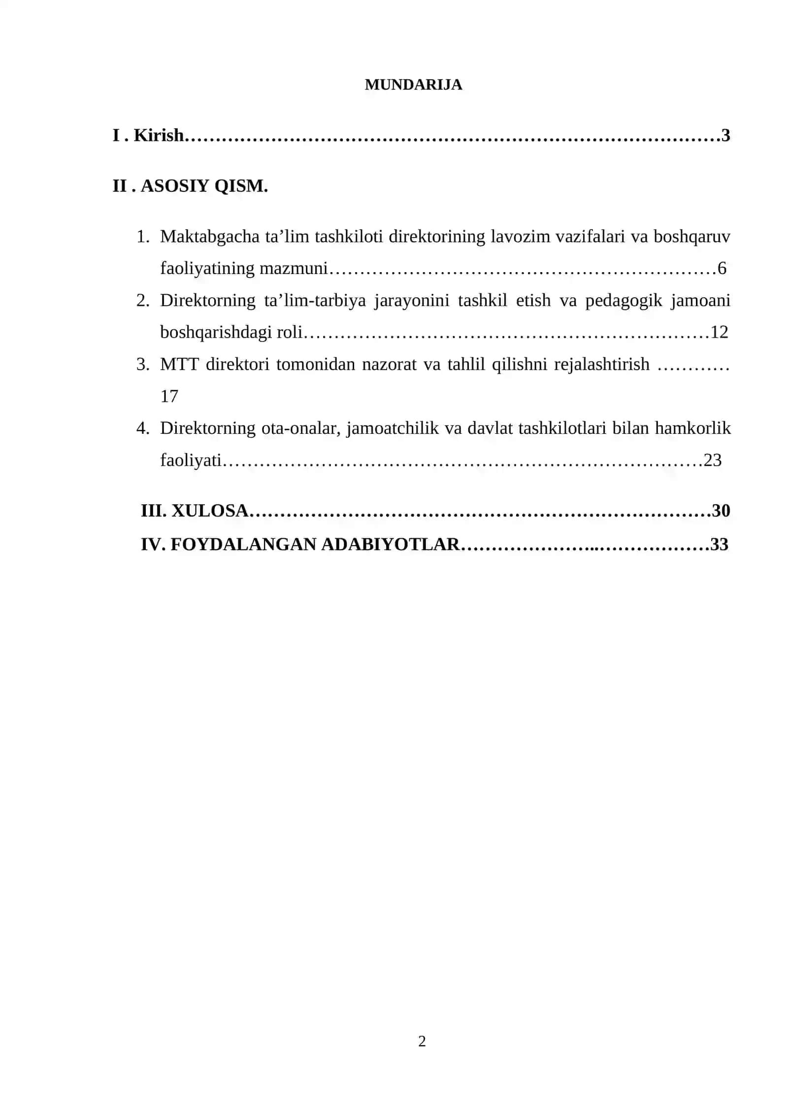 Maktabgacha taʼlim tashkiloti direktori ish faoliyati 2