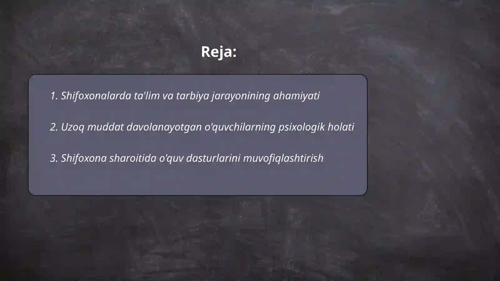 Shifoxonalarda uzoq davolanuvchi maktab oʻquvchilarni ta'lim va tarbiyalash konsepsiyasi 2