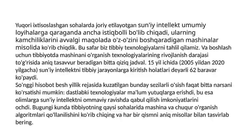 Sun’iy intellekt Tibbiyotda 2