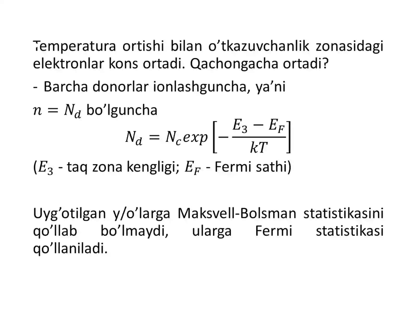 Y/O’ ELEKTR O’TKAZUVCHANLIGINING TEMPERATURAGA BOG’LIQLIGI 2