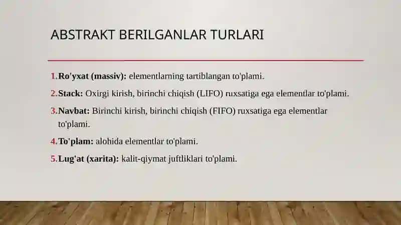 Abstrakt berilganlar strukturasi 2
