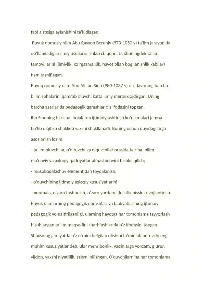 O’zbek xalq pedagogikasi va islom ta’limotida ijtimoiy-pedagogik g’oyalar. 2