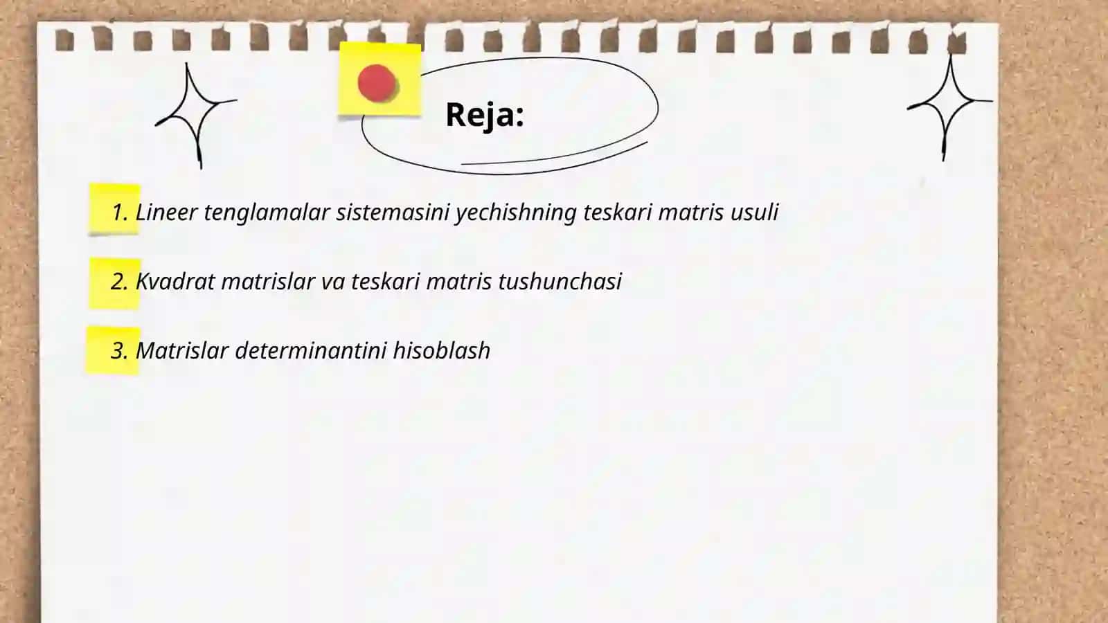 Tenglamalar sestemasini yechishni teskari matris usuli 2