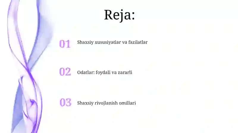 Shaxsning malakava odatlari 2