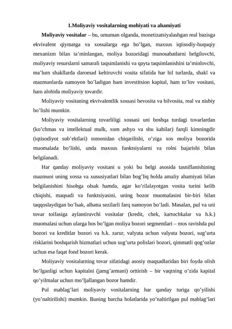 Moliyaviy vositachilarning umumiy tarkibi 2