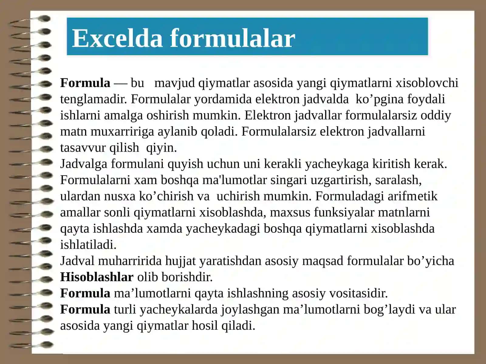 MS Excel da funksiyalar va formulalar 2