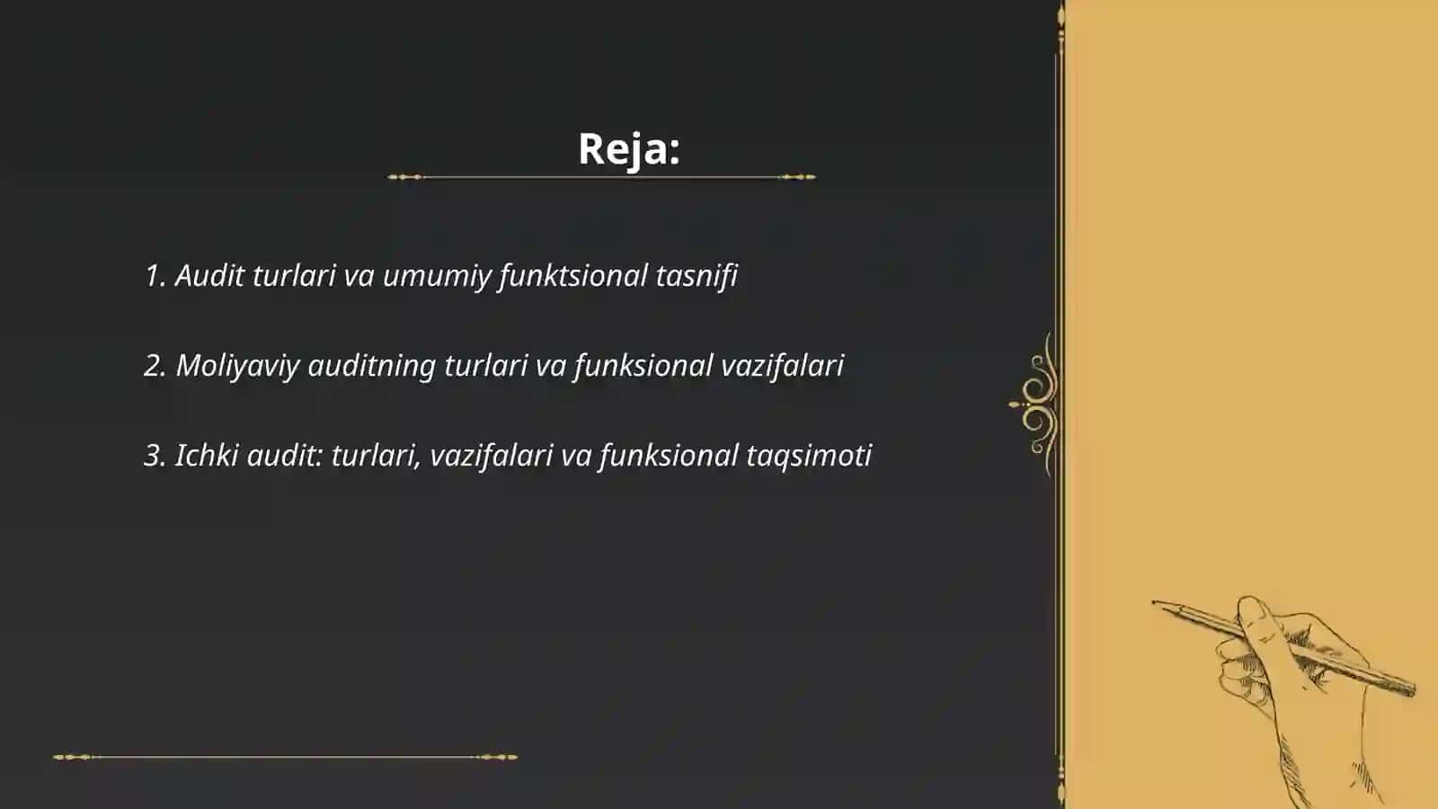 Audit turlari va funksional tasnifi 2
